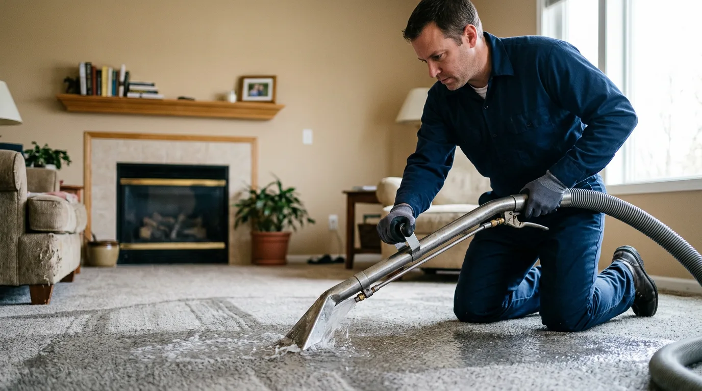 Water damage restoration technician working near South Portland, ME